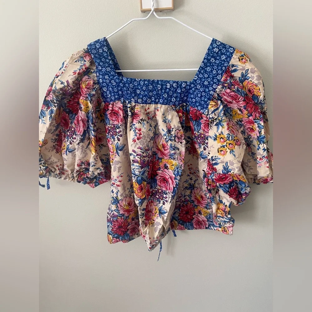 Honeybea Peasant Blouse, Size Small/Medium, Floral, Handmade, Recycled Vintage - Picture 2 of 2